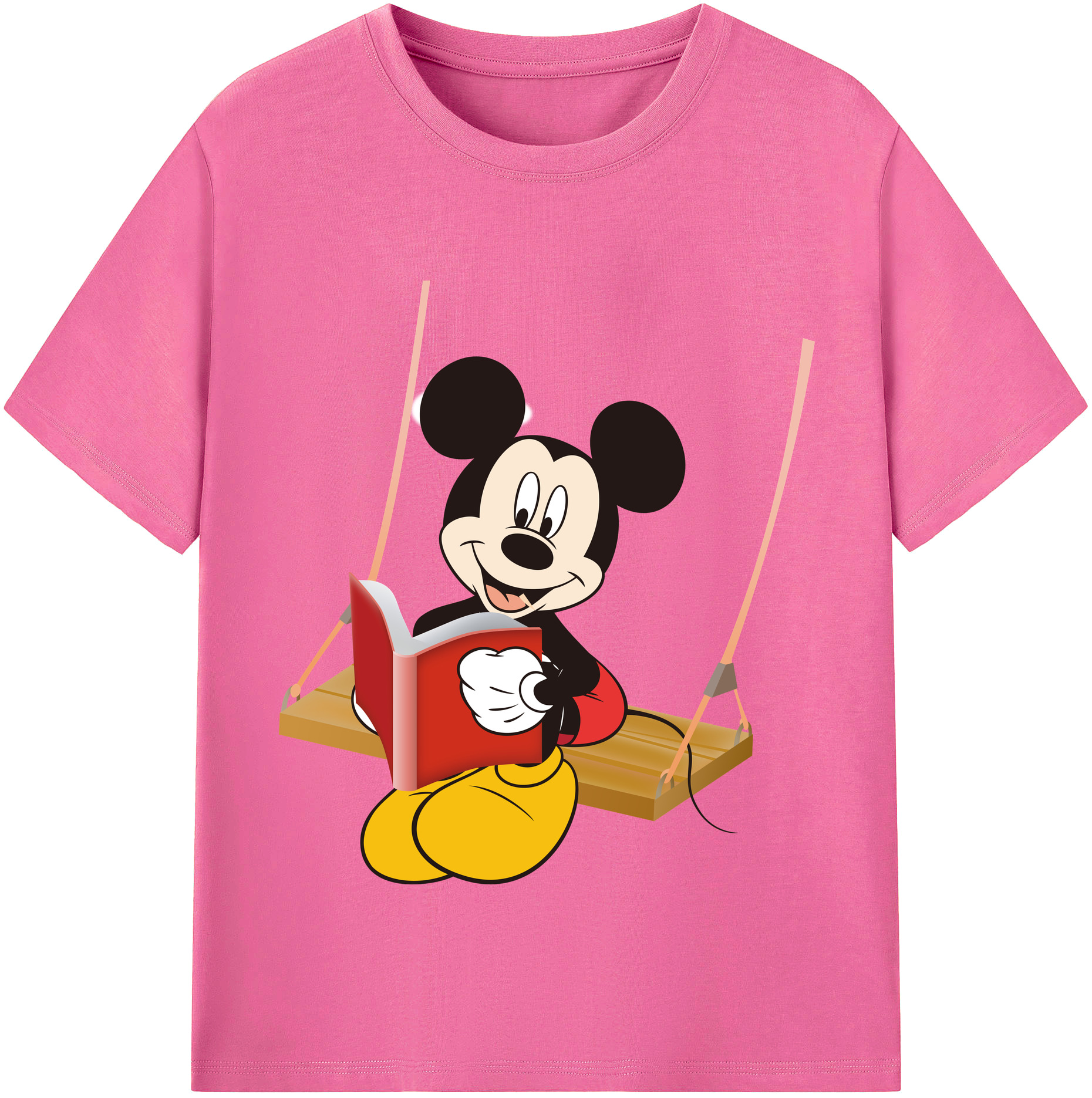 （画像用） ミッキーマウス Mickey Mouse レディースカジュアルプリントTシャツ（綿100％）